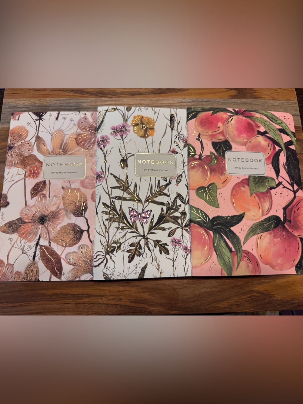 Set of 3 Gorgeous Gold Foil Detailed Soft Touch Notebook Journals- lovely gift!
